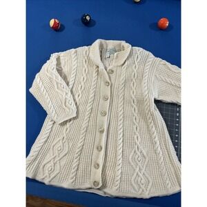 Quills Woolen Market Sweater Women's One Size Cream / Ivory Cable Knit Cardigan